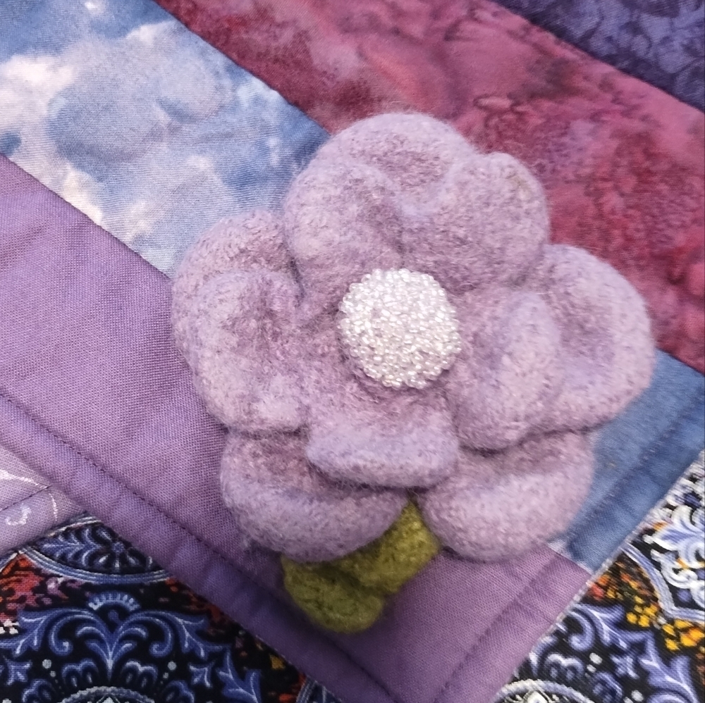 Purple Boho Patchwork Reversible Flower Quilted S… - image 4